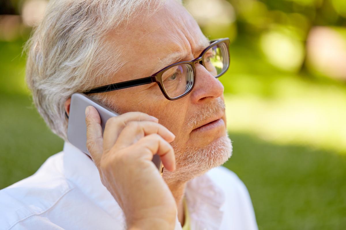 Older man on phone