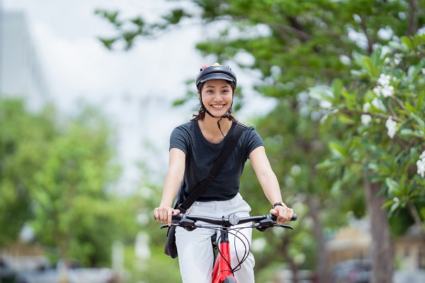 Woman riding a bicycle